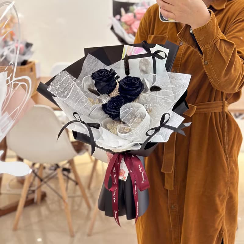 【黑玫瑰】乾燥花 永生花花束 我愛你玫瑰花束 / 生日求婚告白