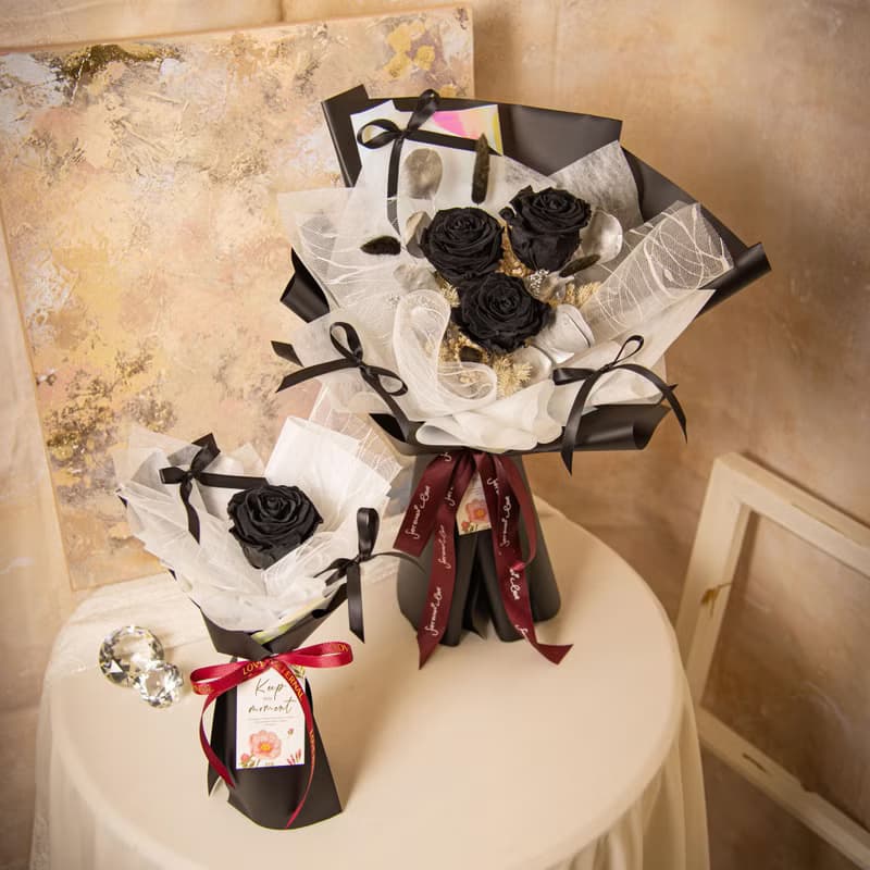 【黑玫瑰】乾燥花 永生花花束 我愛你玫瑰花束 / 生日求婚告白