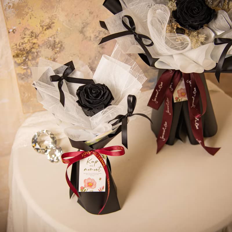 【黑玫瑰】乾燥花 永生花花束 我愛你玫瑰花束 / 生日求婚告白