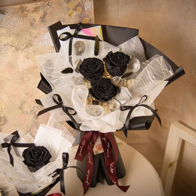 【黑玫瑰】乾燥花 永生花花束 我愛你玫瑰花束 / 生日求婚告白