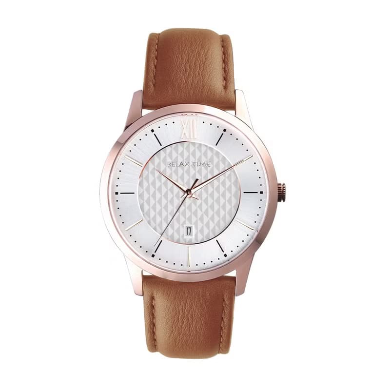 RELAX TIME 石英款 立體格紋時尚女錶 -玫瑰金 (RT-118-3L) 36mm