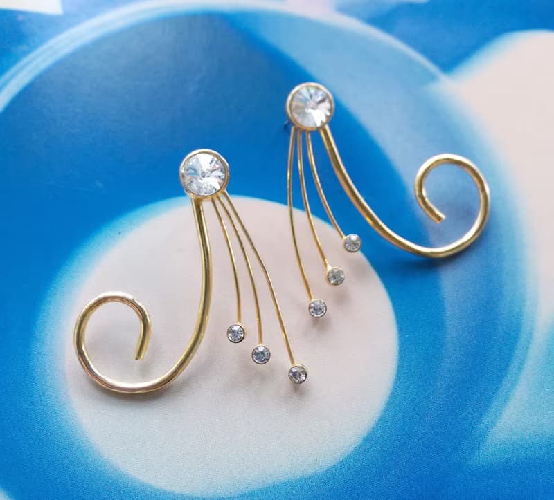 Vintage Jewelry 西洋古董飾品 都會感 流線 針式耳環