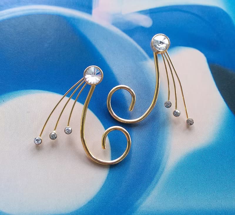 Vintage Jewelry 西洋古董飾品 都會感 流線 針式耳環