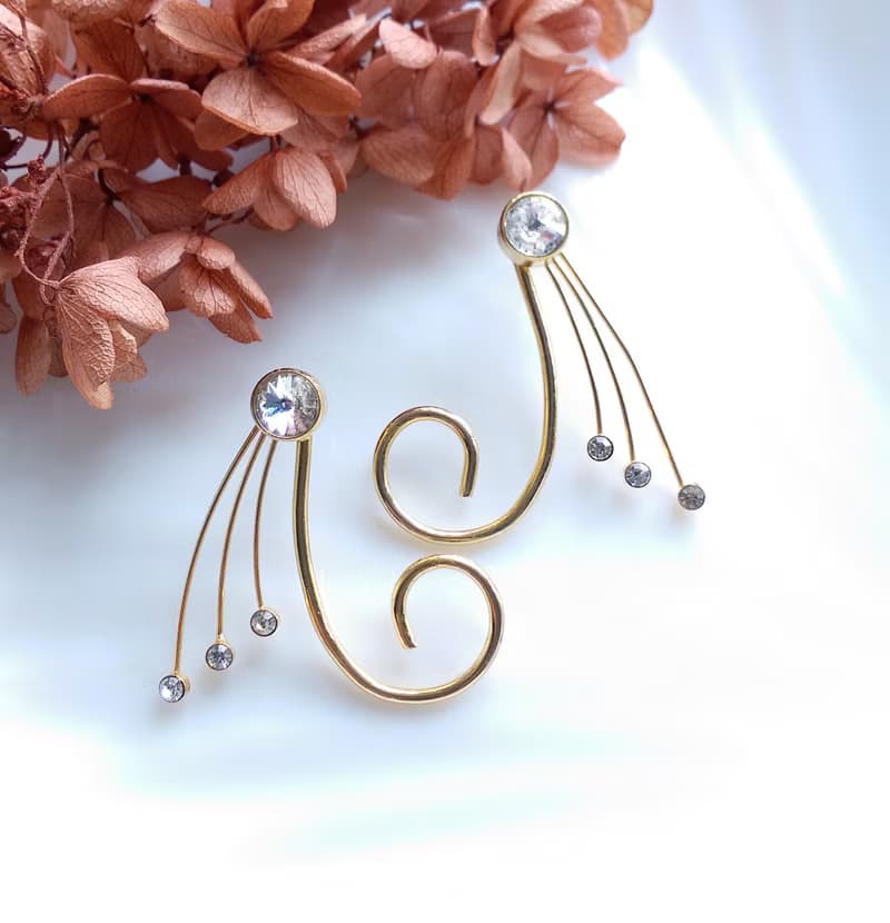 Vintage Jewelry 西洋古董飾品 都會感 流線 針式耳環