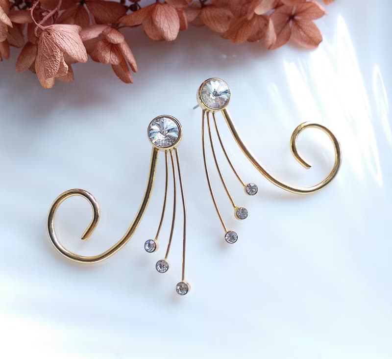 Vintage Jewelry 西洋古董飾品 都會感 流線 針式耳環
