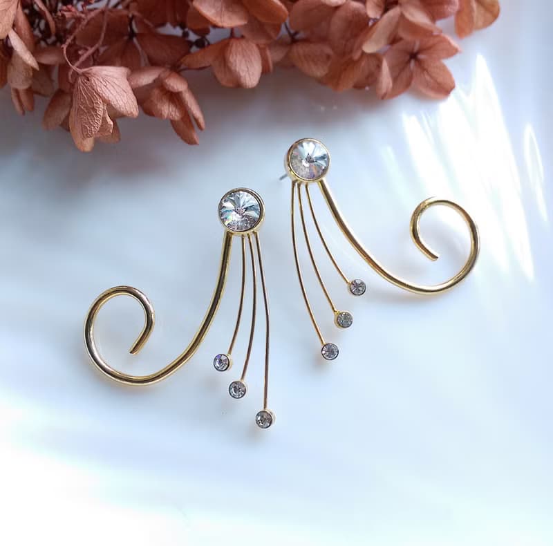 Vintage Jewelry 西洋古董飾品 都會感 流線 針式耳環