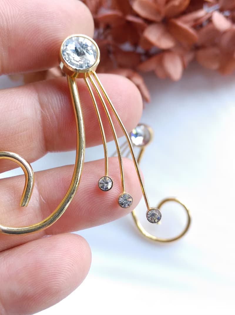 Vintage Jewelry 西洋古董飾品 都會感 流線 針式耳環