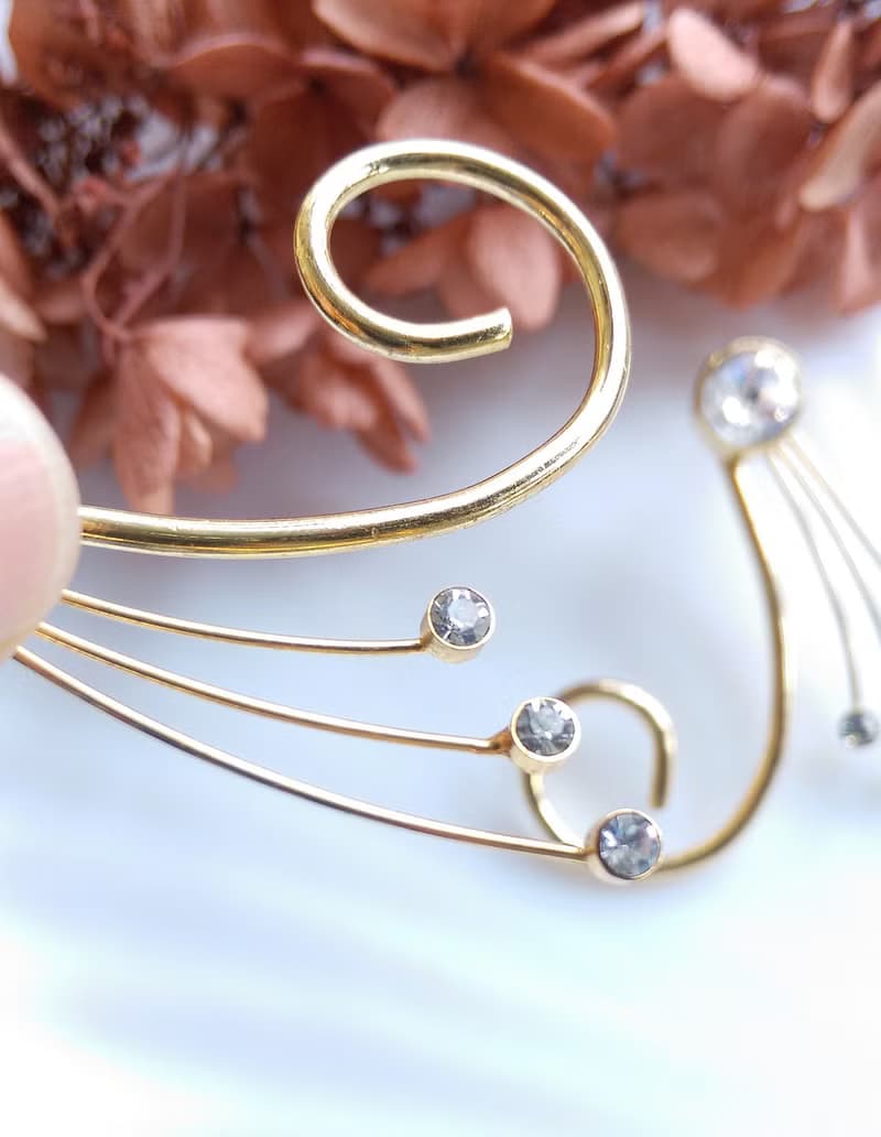 Vintage Jewelry 西洋古董飾品 都會感 流線 針式耳環