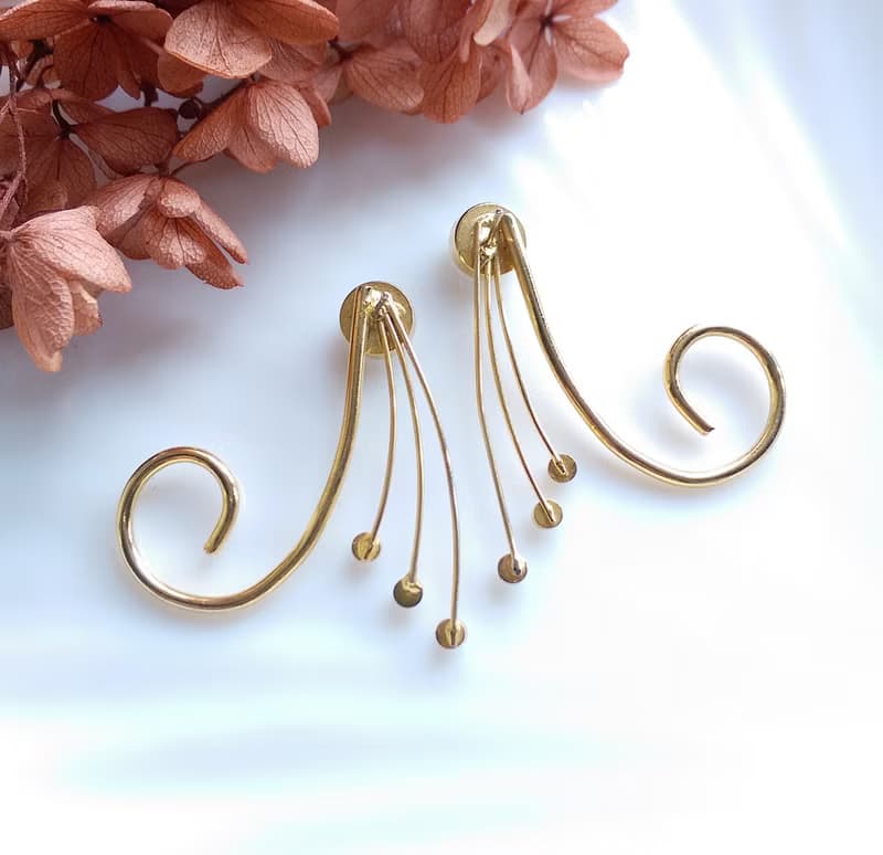 Vintage Jewelry 西洋古董飾品 都會感 流線 針式耳環