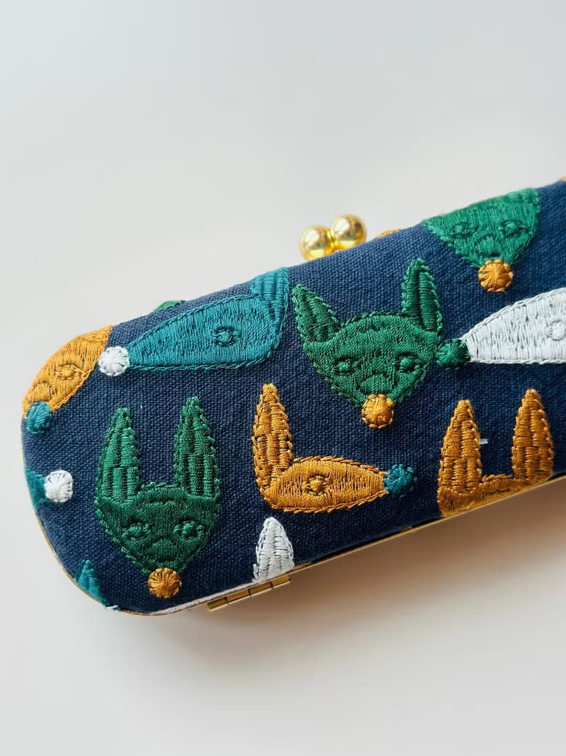 狐狸刺繡眼鏡盒/筆盒/首飾盒