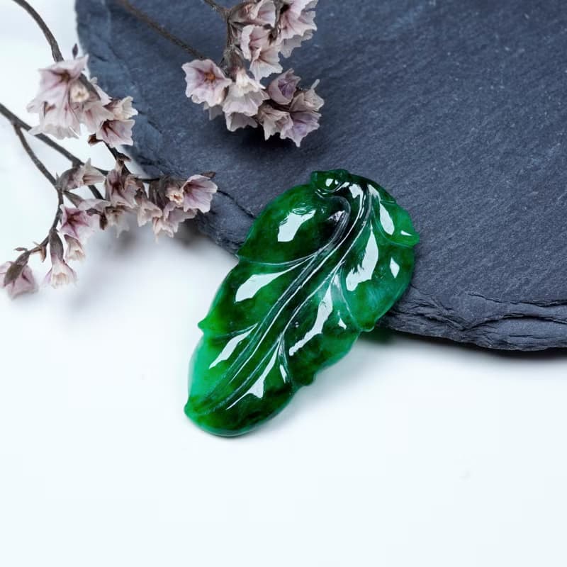 老坑辣綠翡翠葉子 | 天然緬甸玉翡翠A貨 | 送禮