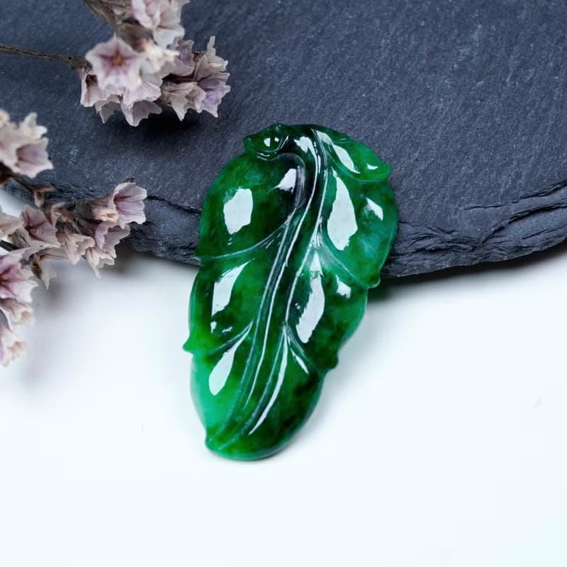老坑辣綠翡翠葉子 | 天然緬甸玉翡翠A貨 | 送禮
