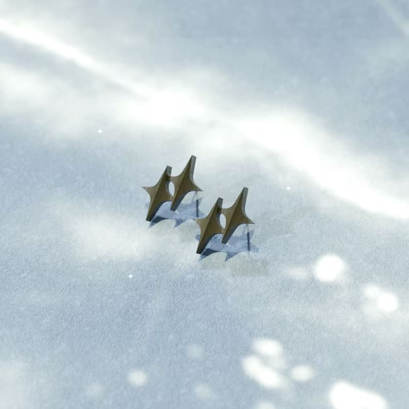 星光折線 - 星球系列實木耳環