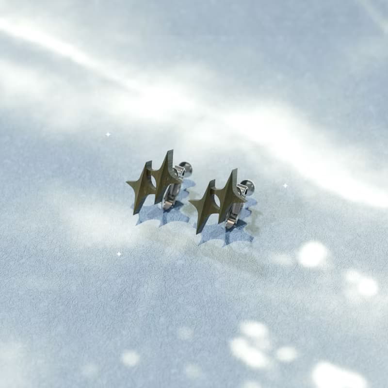 星光折線 - 星球系列實木耳環