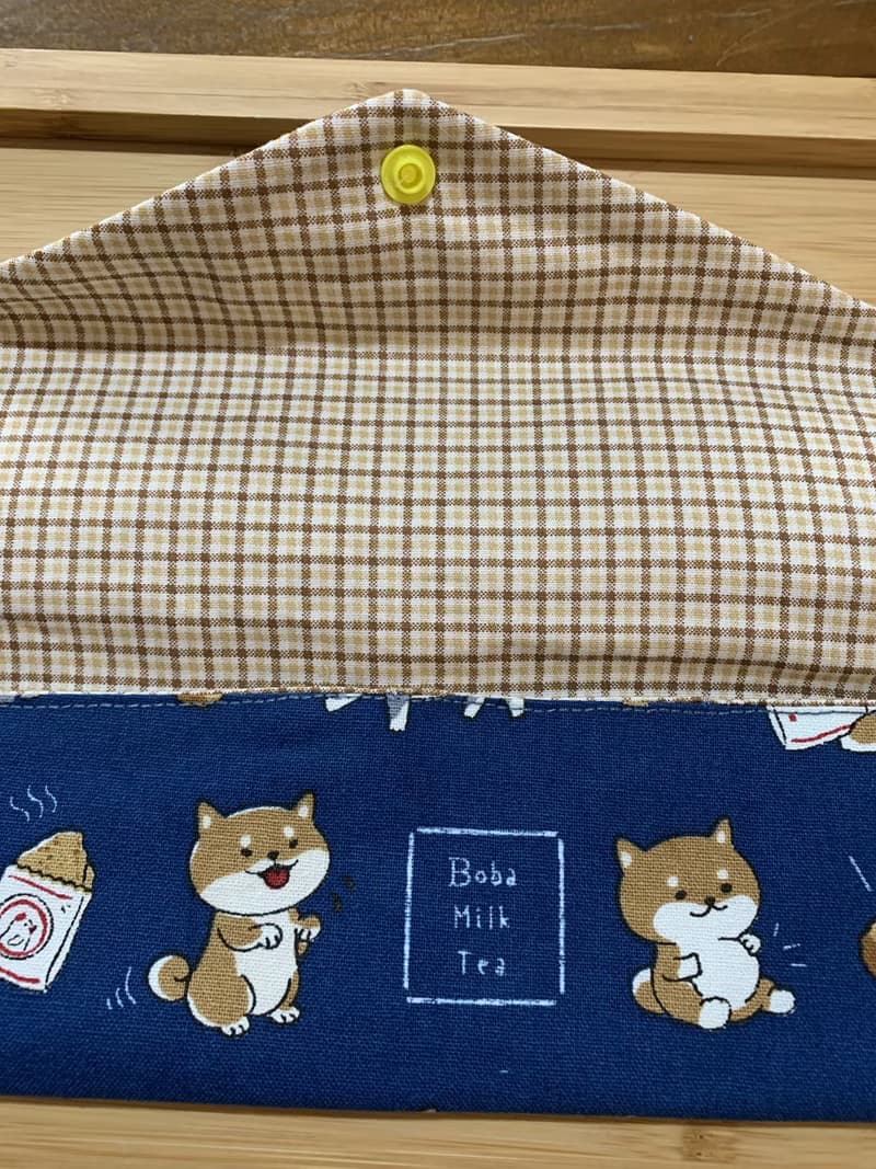 文青風環保純棉筷袋 ~超萌吃貨柴柴 沈穩藍 潮物 收納 手作餐具袋