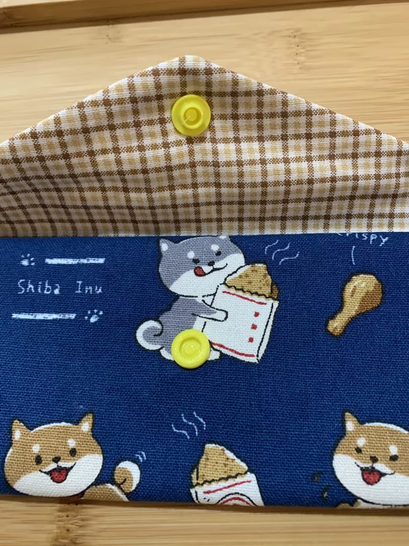 文青風環保純棉筷袋 ~超萌吃貨柴柴 沈穩藍 潮物 收納 手作餐具袋