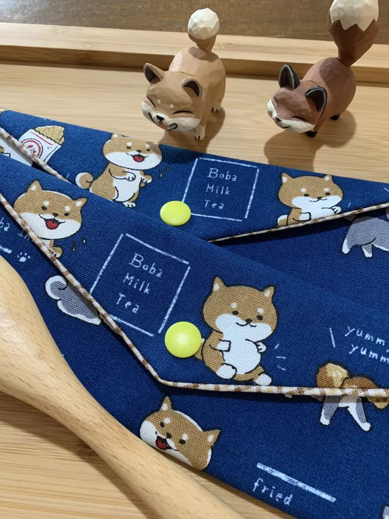 文青風環保純棉筷袋 ~超萌吃貨柴柴 沈穩藍 潮物 收納 手作餐具袋