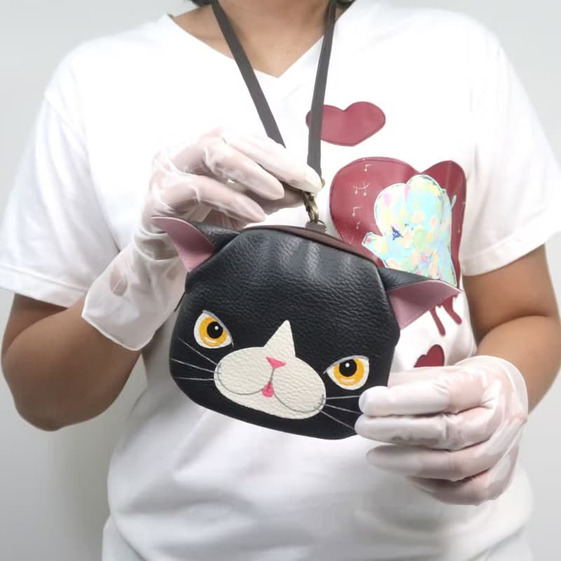 【雙11折扣】Black cat coin purse ,small wallet bag with zip.various card pockets.