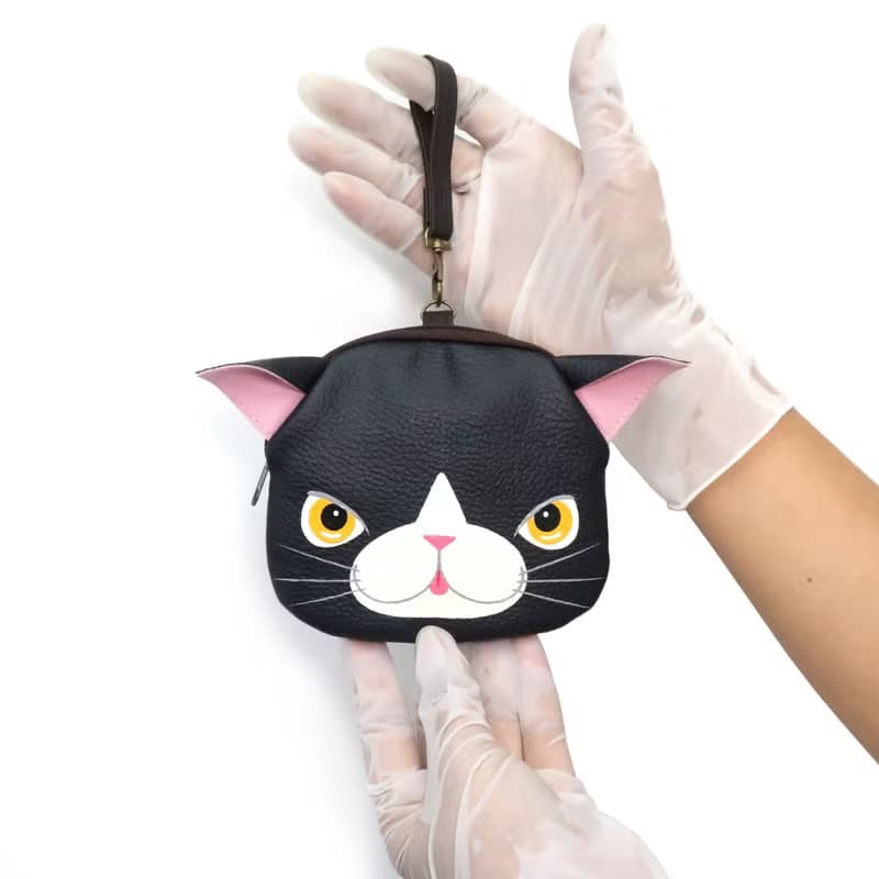 【雙11折扣】Black cat coin purse ,small wallet bag with zip.various card pockets.