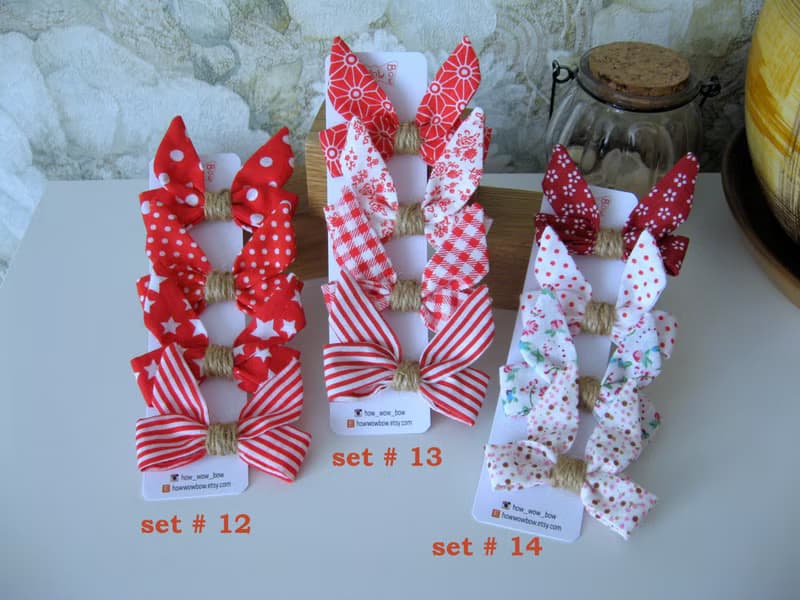 Red bows for girls, toddlers. dolls, small teacup dogs, for Yorkie, Shih tzu