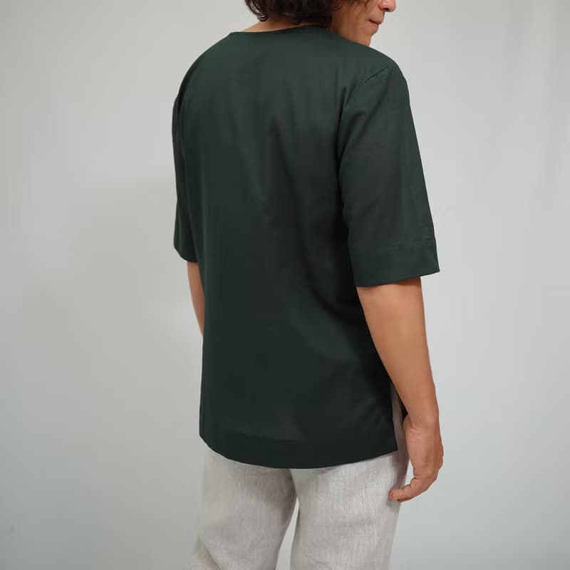Men Cotton Top, Short sleeve shirt, Summer Shirt, Jame, Green, Dark Green