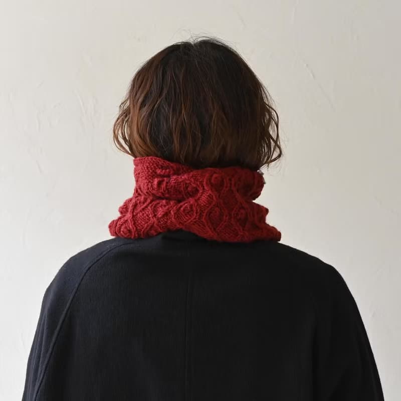 地球樹公平貿易fair trade -- 手工編織二用圍脖/帽子(米/紅)