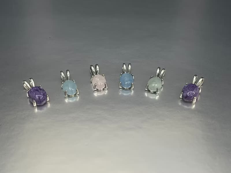 兔兔造型天然石銀墜 //多款天然石//純墜不含鍊