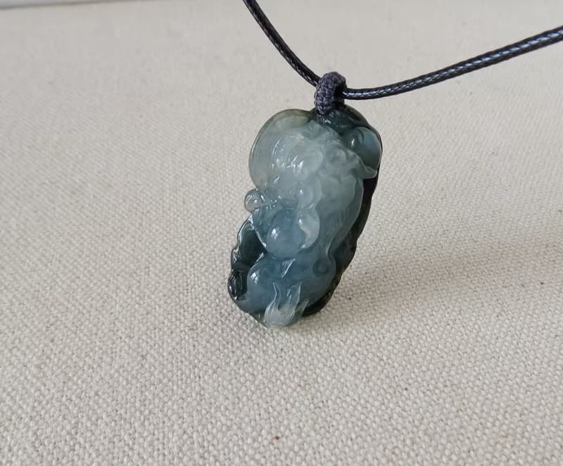 純銀【財源滾滾】冰種貔貅翡翠韓國蠟線項鍊**招財、避邪、防小人