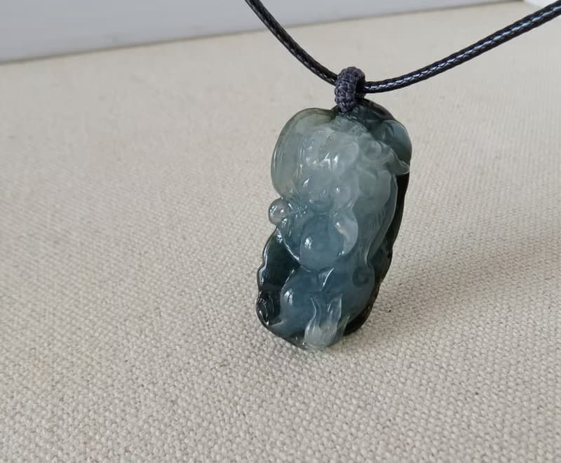 純銀【財源滾滾】冰種貔貅翡翠韓國蠟線項鍊**招財、避邪、防小人
