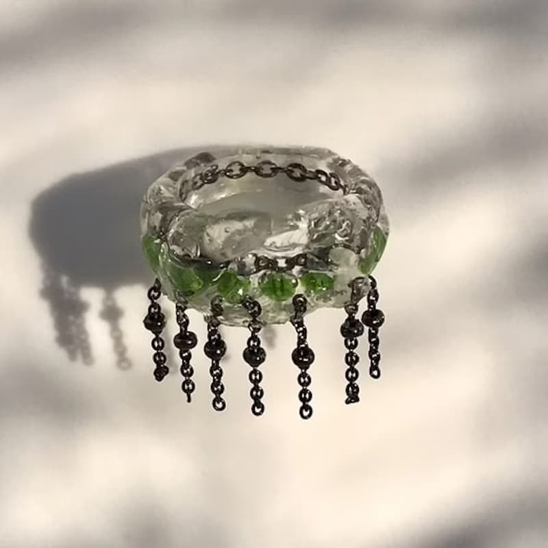 MOSS BUBBLE CHAIN RING