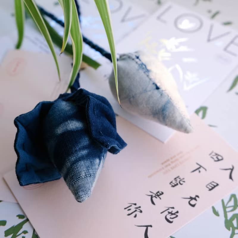 蓝染荷花 草木染禅意永生花手工捧花布艺花花艺 乔迁礼物生日礼物