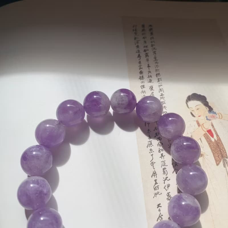 剝了皮的葡萄。天然薰衣草紫水晶12mm手鏈 文藝學業靈感智慧手串