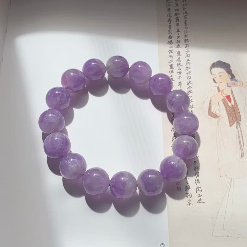 剝了皮的葡萄。天然薰衣草紫水晶12mm手鏈 文藝學業靈感智慧手串