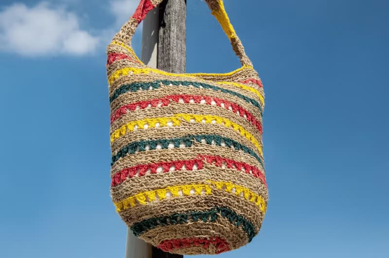 天然棉麻鉤織輕便包/斜背包/側背包/肩背包/購物袋/提袋-牙買加風