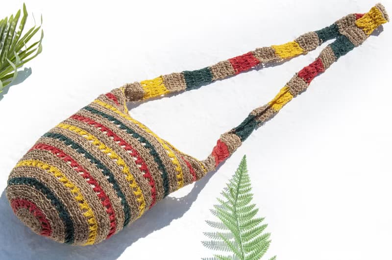 天然棉麻鉤織輕便包/斜背包/側背包/肩背包/購物袋/提袋-牙買加風