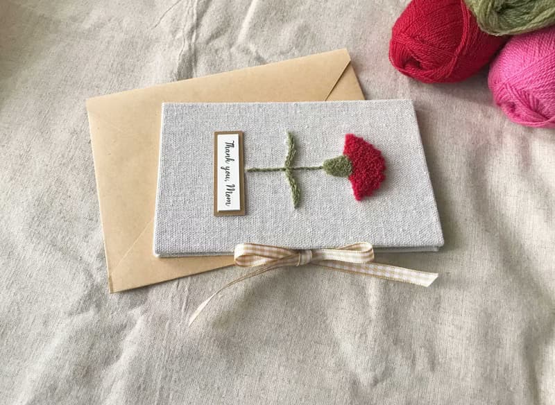 康乃馨花   母親節 手工卡片 Mother's Day Card  | 紅色花