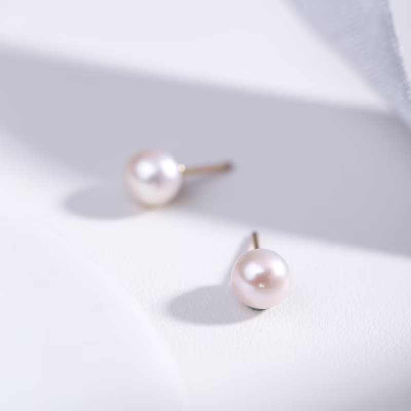 天然淡水珍珠925純銀精鍍亮澤白金耳環