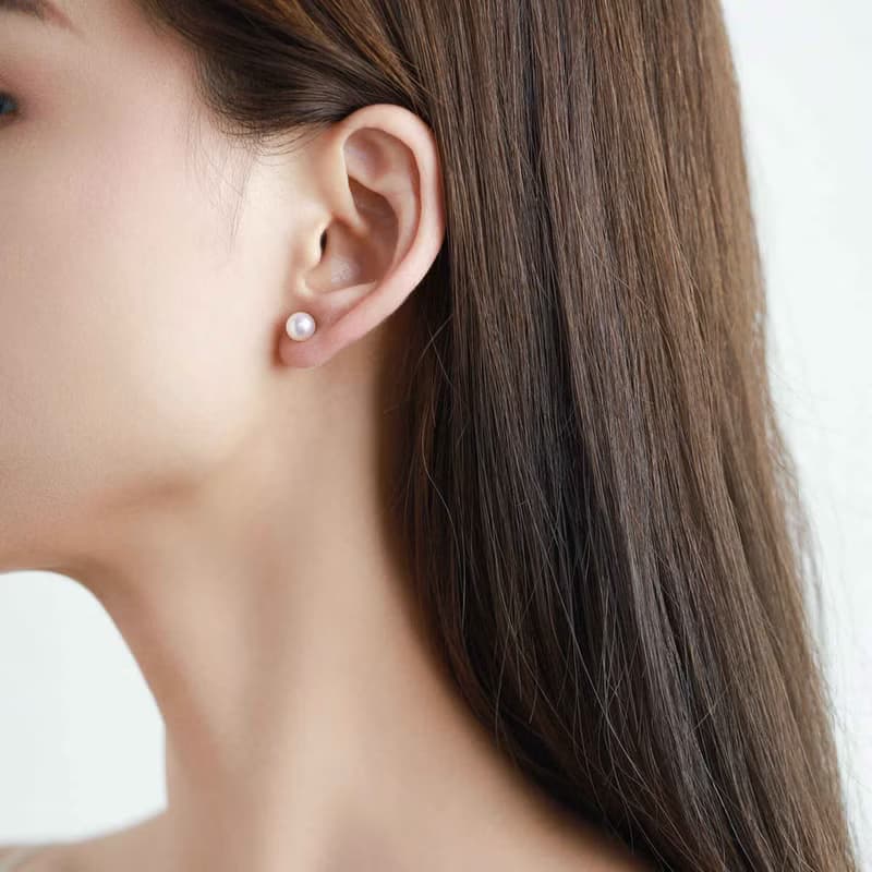 天然淡水珍珠925純銀精鍍亮澤白金耳環