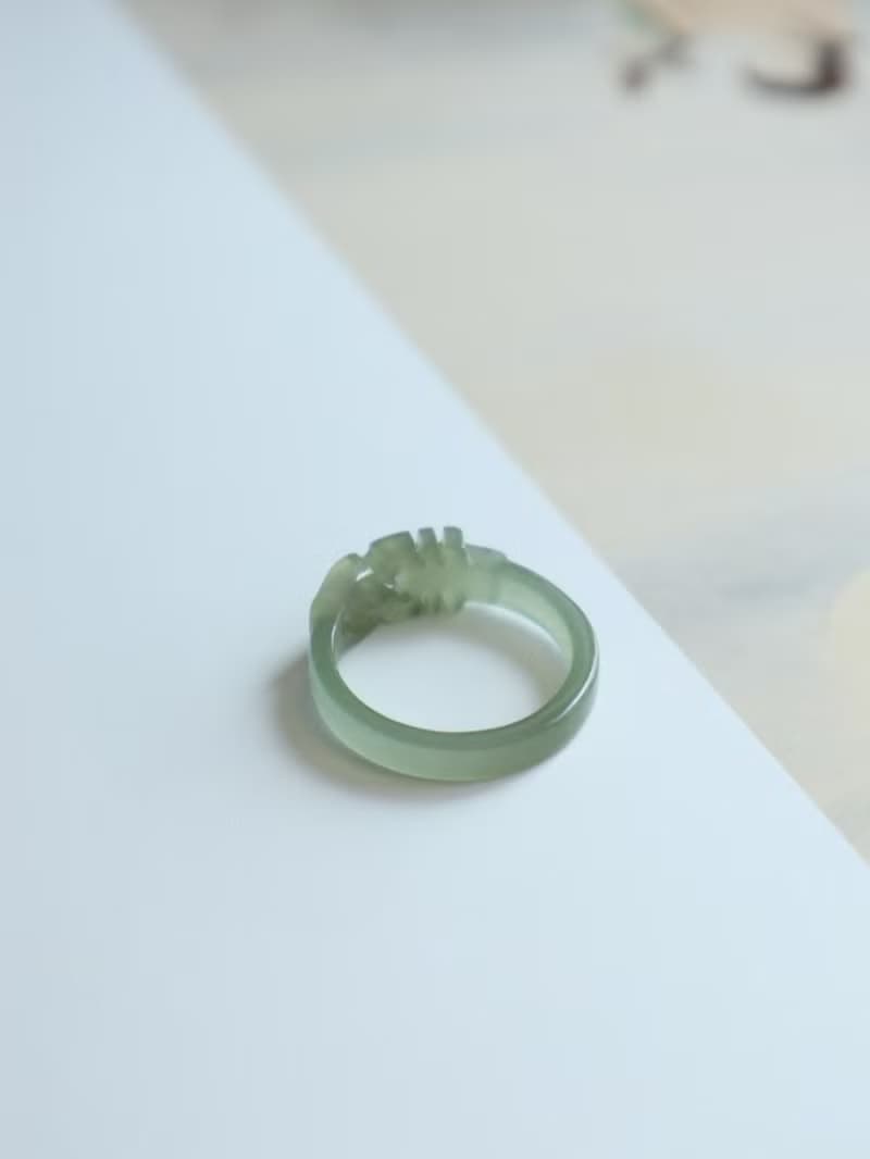 天然晴水和田玉戒指 喜字戒指 冰底晴水料 玉質細膩 結婚禮物七夕