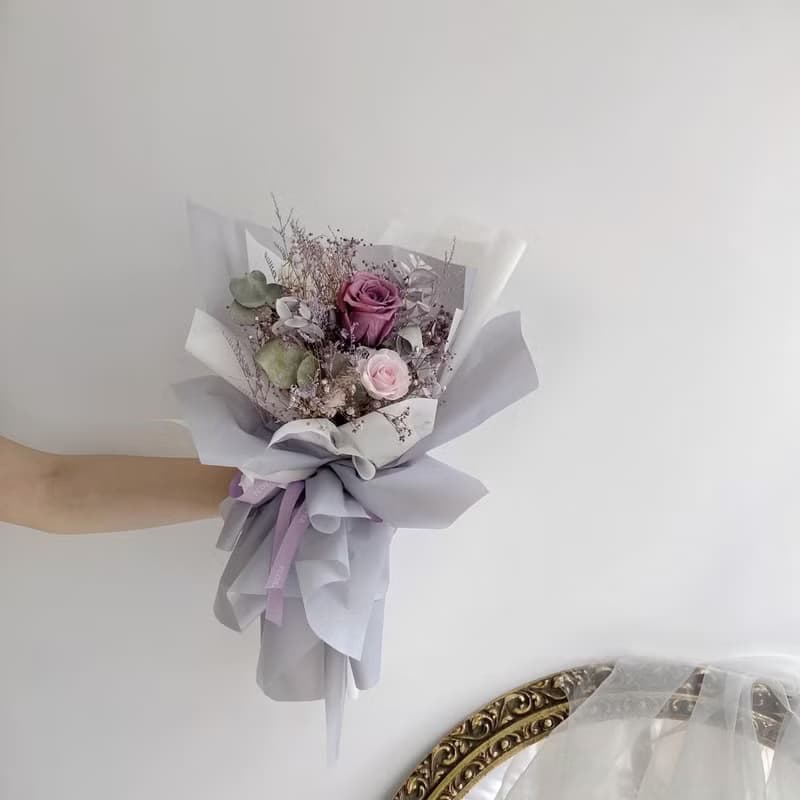 Flora Flower乾燥花束-莫蘭灰色系