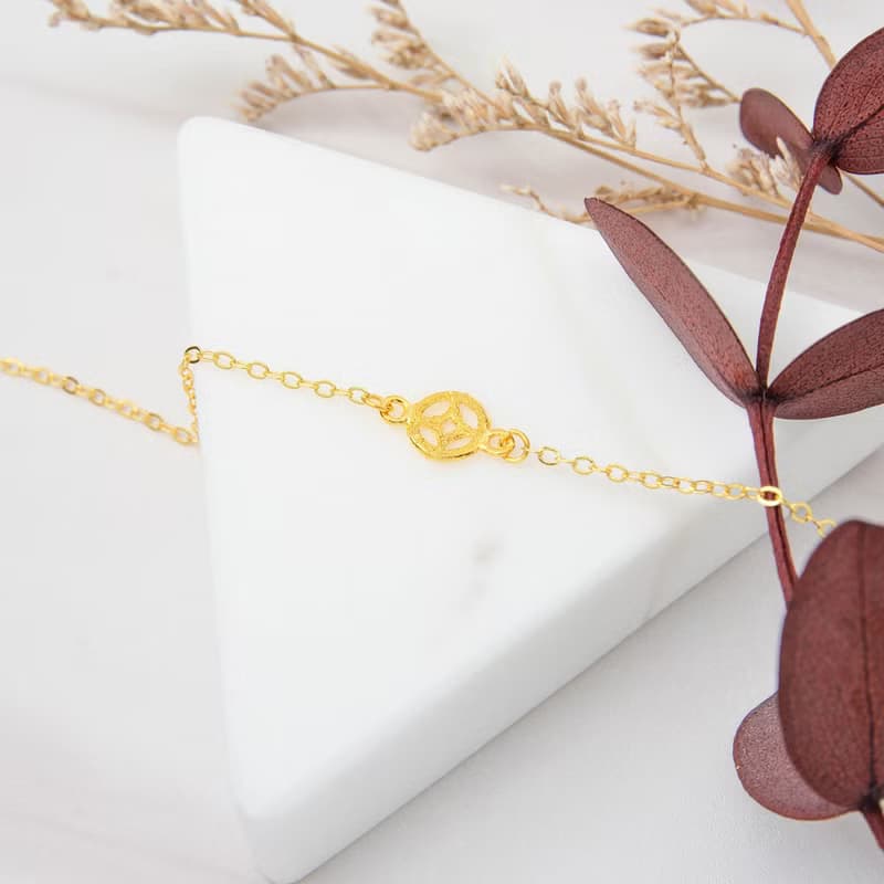 藏寶箱金飾 9999黃金純金 無線大 古錢 蝴蝶結 愛心 手鍊 手環