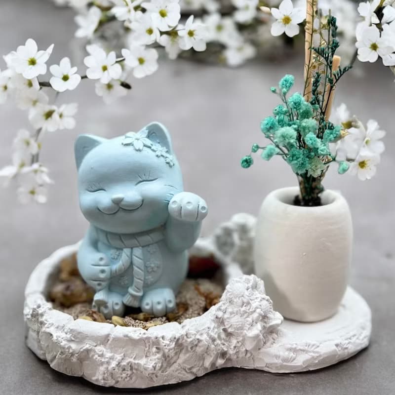 花耳招財貓 豪華田園套組 藝術香氛擴香 開店禮首選 多款顏色任選