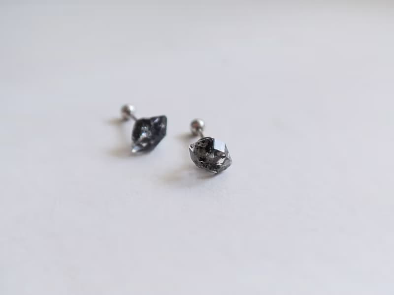 925純銀 赫基蒙水晶 黑閃靈鑽 鎖珠 轉珠 耳環 耳夾