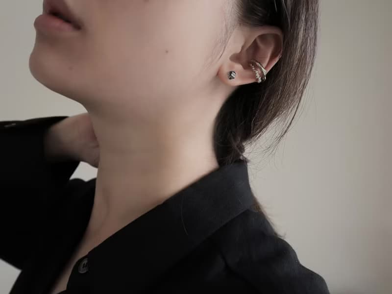 925純銀 赫基蒙水晶 黑閃靈鑽 鎖珠 轉珠 耳環 耳夾