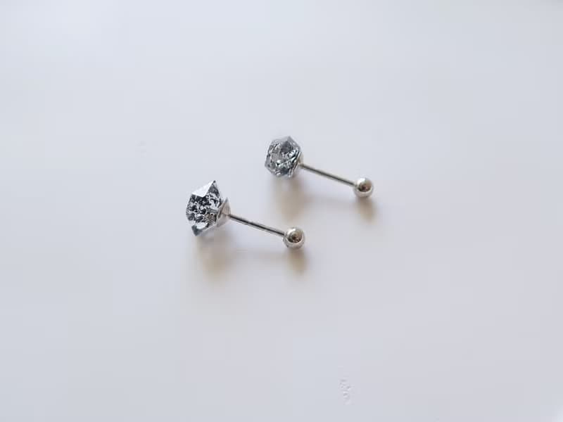 925純銀 赫基蒙水晶 黑閃靈鑽 鎖珠 轉珠 耳環 耳夾