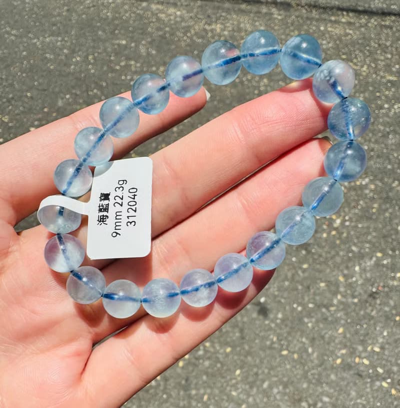 螢光仙女baby色海藍寶水晶9mm22.3g釋放壓力舒緩情緒療癒能量