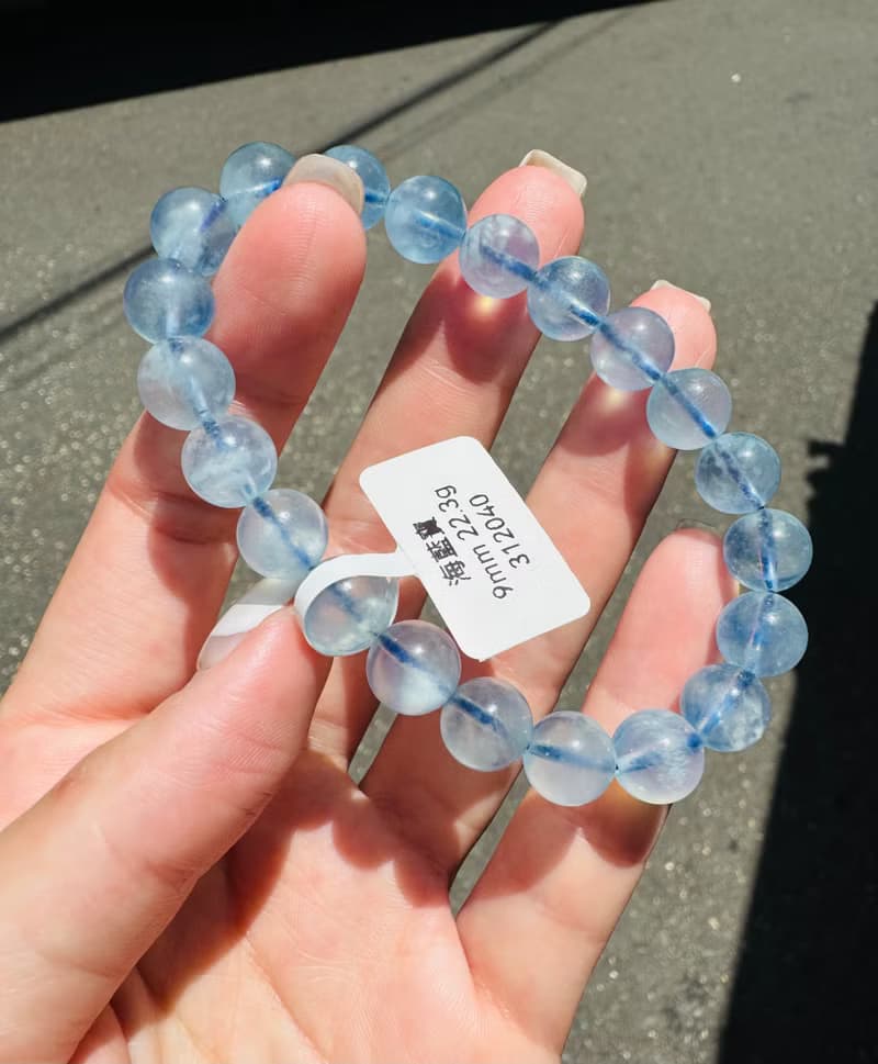 螢光仙女baby色海藍寶水晶9mm22.3g釋放壓力舒緩情緒療癒能量
