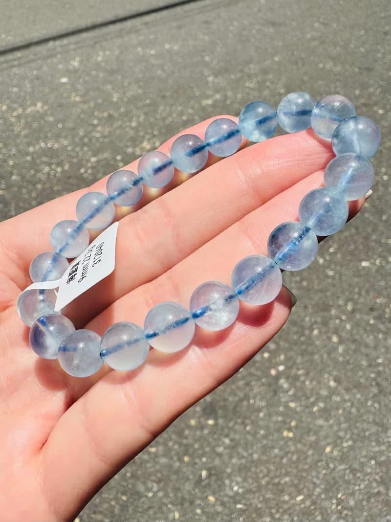 螢光仙女baby色海藍寶水晶9mm22.3g釋放壓力舒緩情緒療癒能量