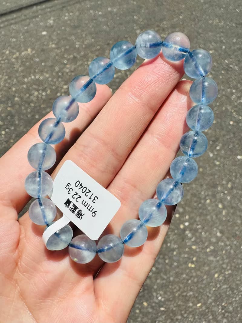 螢光仙女baby色海藍寶水晶9mm22.3g釋放壓力舒緩情緒療癒能量