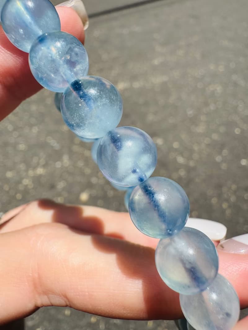 螢光仙女baby色海藍寶水晶9mm22.3g釋放壓力舒緩情緒療癒能量